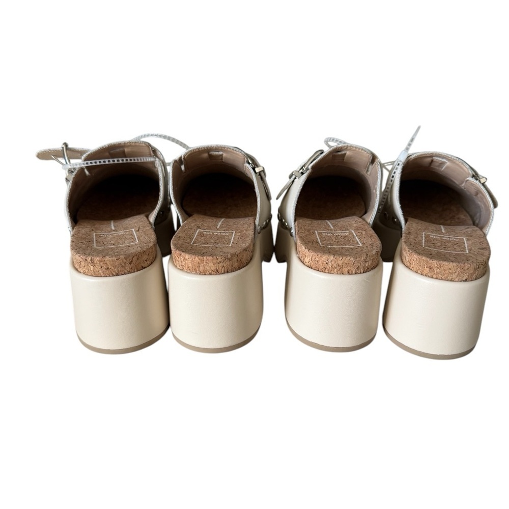 Dolce Vita Yevan Platform Studded Leather Clogs Mule Ivory Cream Latte NWOB - Picture 9 of 16